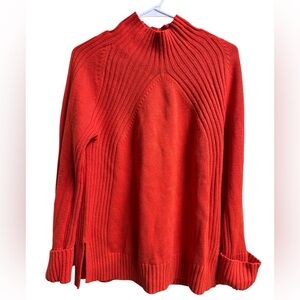 Talbots Women’s Bright Orange Ribbed Mock Neck Sweater NWT Size M